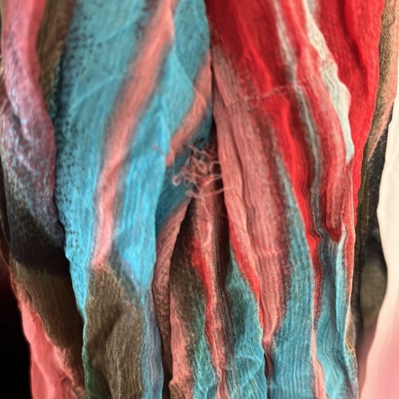 Girls Empire waist crinkle water colour dress with sash - GUC. Size L - Picture 4 of 4